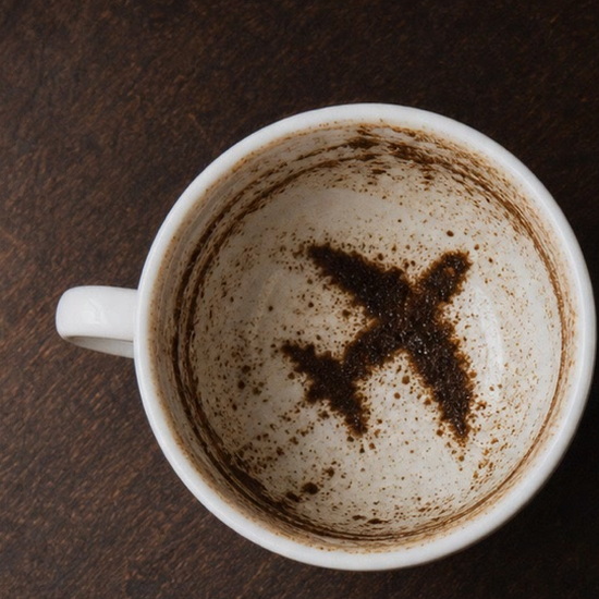 AIRCRAFT coffee cup symbol photo and tasseography meaning