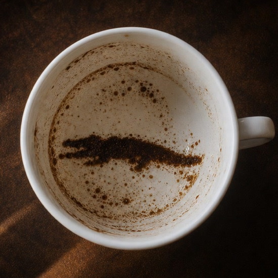 ALLIGATOR or CROCODILE coffee cup symbol photo and tasseography meaning
