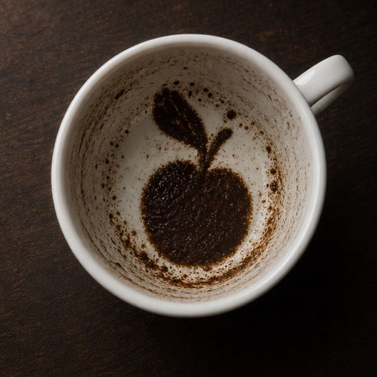 APPLE coffee cup symbol photo and tasseography meaning