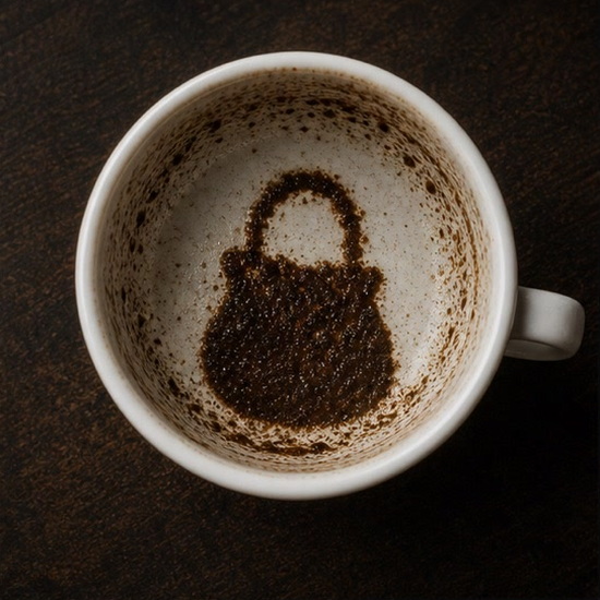 BAG coffee cup symbol photo and tasseography meaning