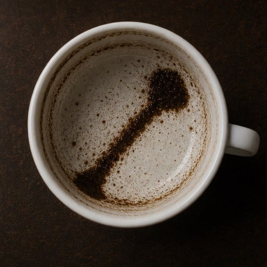 BAT or CLUB coffee cup symbol photo and tasseography meaning