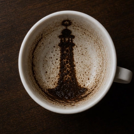 BEACON or LIGHTHOUSE coffee cup symbol photo and tasseography meaning