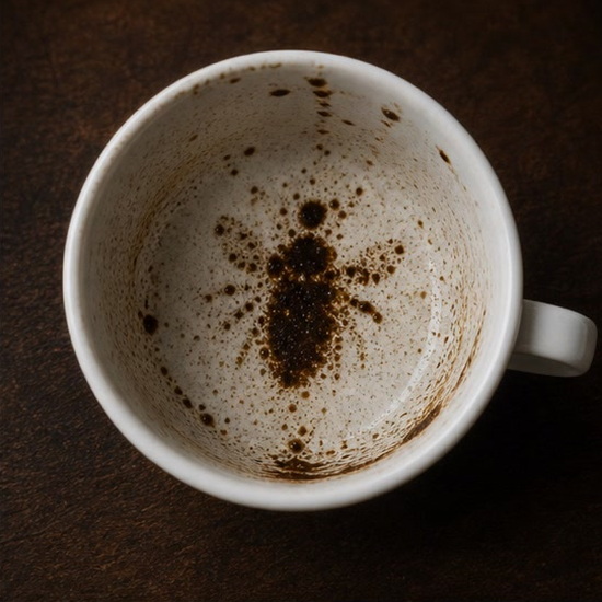 BEE coffee grounds symbol photo variation 1