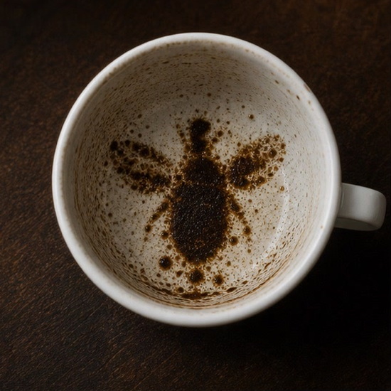 BEE coffee cup symbol photo and tasseography meaning