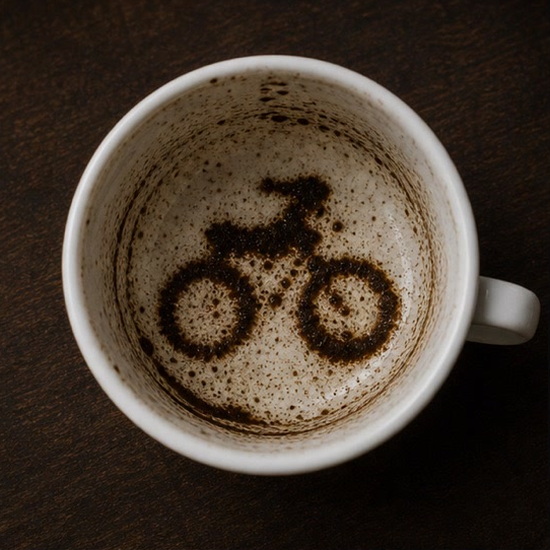 BICYCLE coffee cup symbol photo and tasseography meaning