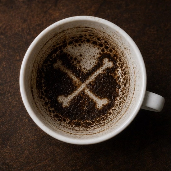 BONES coffee cup symbol photo and tasseography meaning