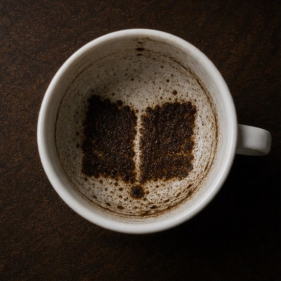BOOK coffee cup symbol photo and tasseography meaning