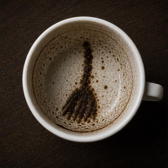 BRUSH coffee cup symbol photo and tasseography meaning