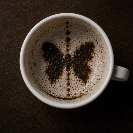 BUTTERFLY coffee cup symbol photo and tasseography meaning
