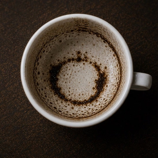 CIRCLE coffee cup symbol photo and tasseography meaning