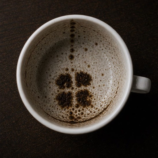 CLOVER (four leaf) coffee grounds symbol photo variation 1