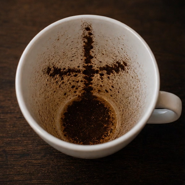 CROSS coffee cup symbol photo and tasseography meaning