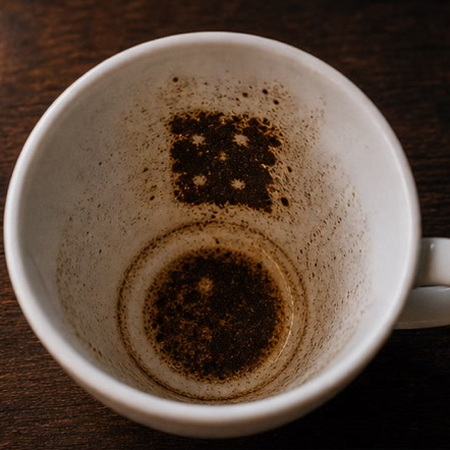 DICE coffee cup symbol photo and tasseography meaning