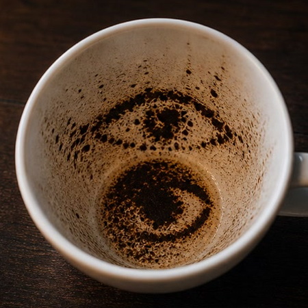 EYE coffee cup symbol photo and tasseography meaning