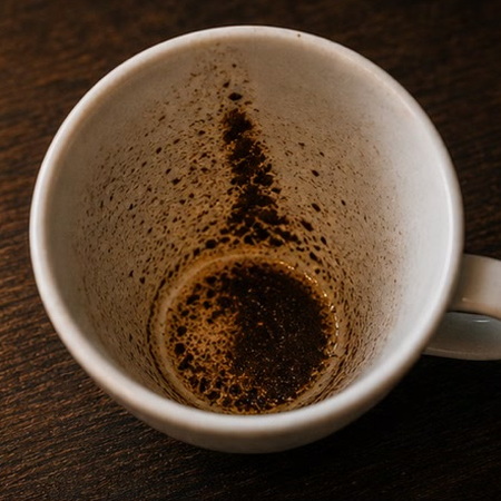 FINGER coffee cup symbol photo and tasseography meaning