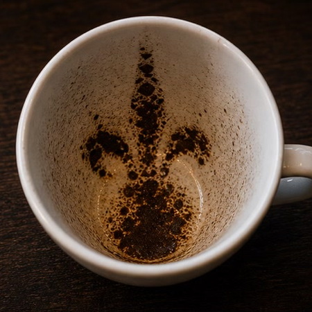 FLEUR DE LYS or LILY coffee cup symbol photo and tasseography meaning