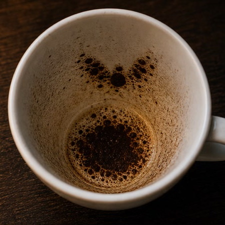 FLY coffee cup symbol photo and tasseography meaning