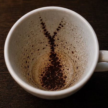 FORKED LINE coffee cup symbol photo and tasseography meaning