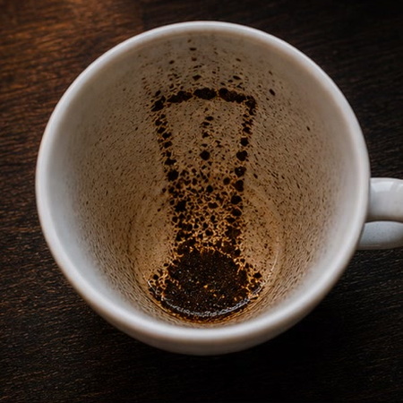 GLASS coffee cup symbol photo and tasseography meaning