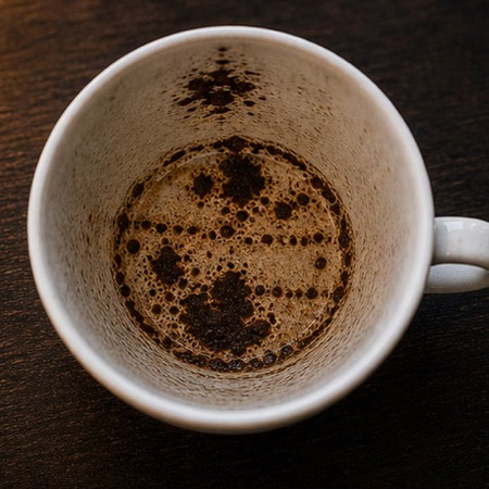 GLOBE coffee cup symbol photo and tasseography meaning