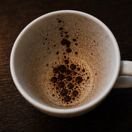 GRAPES coffee cup symbol photo and tasseography meaning