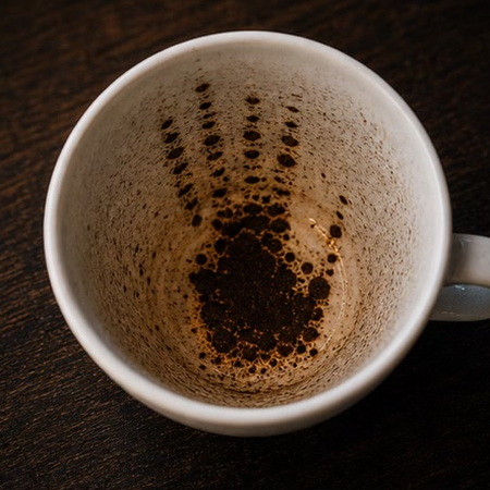 HAND coffee cup symbol photo and tasseography meaning