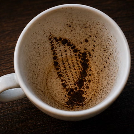 HARP coffee cup symbol photo and tasseography meaning