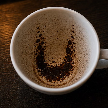 HORSESHOE coffee cup symbol photo and tasseography meaning
