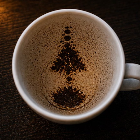 LAMP coffee cup symbol photo and tasseography meaning