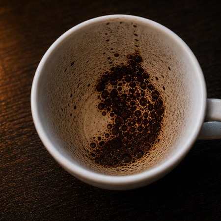 LION coffee cup symbol photo and tasseography meaning