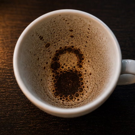 LOCK coffee cup symbol photo and tasseography meaning
