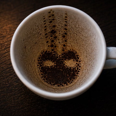 MASK coffee cup symbol photo and tasseography meaning