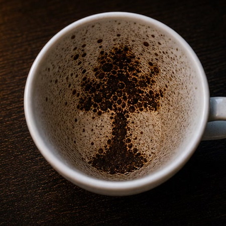 OAK coffee cup symbol photo and tasseography meaning