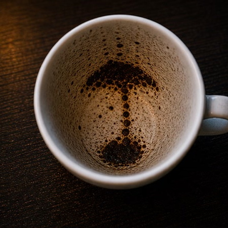 PARASOL coffee cup symbol photo and tasseography meaning