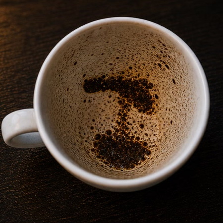 PISTOL coffee cup symbol photo and tasseography meaning
