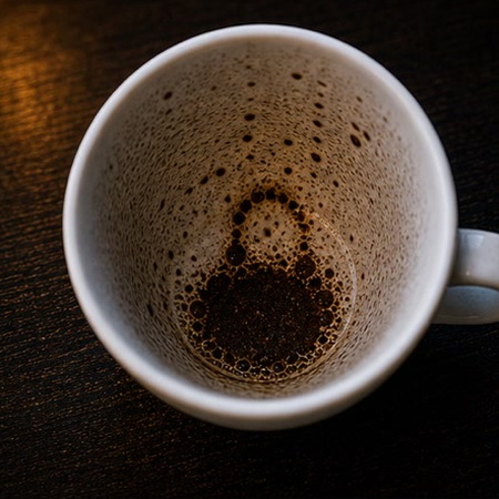 PURSE coffee cup symbol photo and tasseography meaning