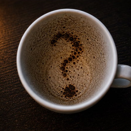 QUESTION MARK coffee grounds symbol photo variation 3