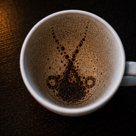 SCISSORS coffee cup symbol photo and tasseography meaning
