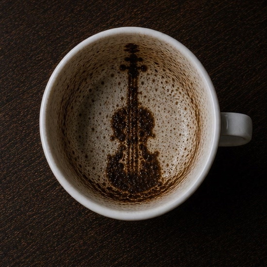 VIOLIN coffee cup symbol photo and tasseography meaning